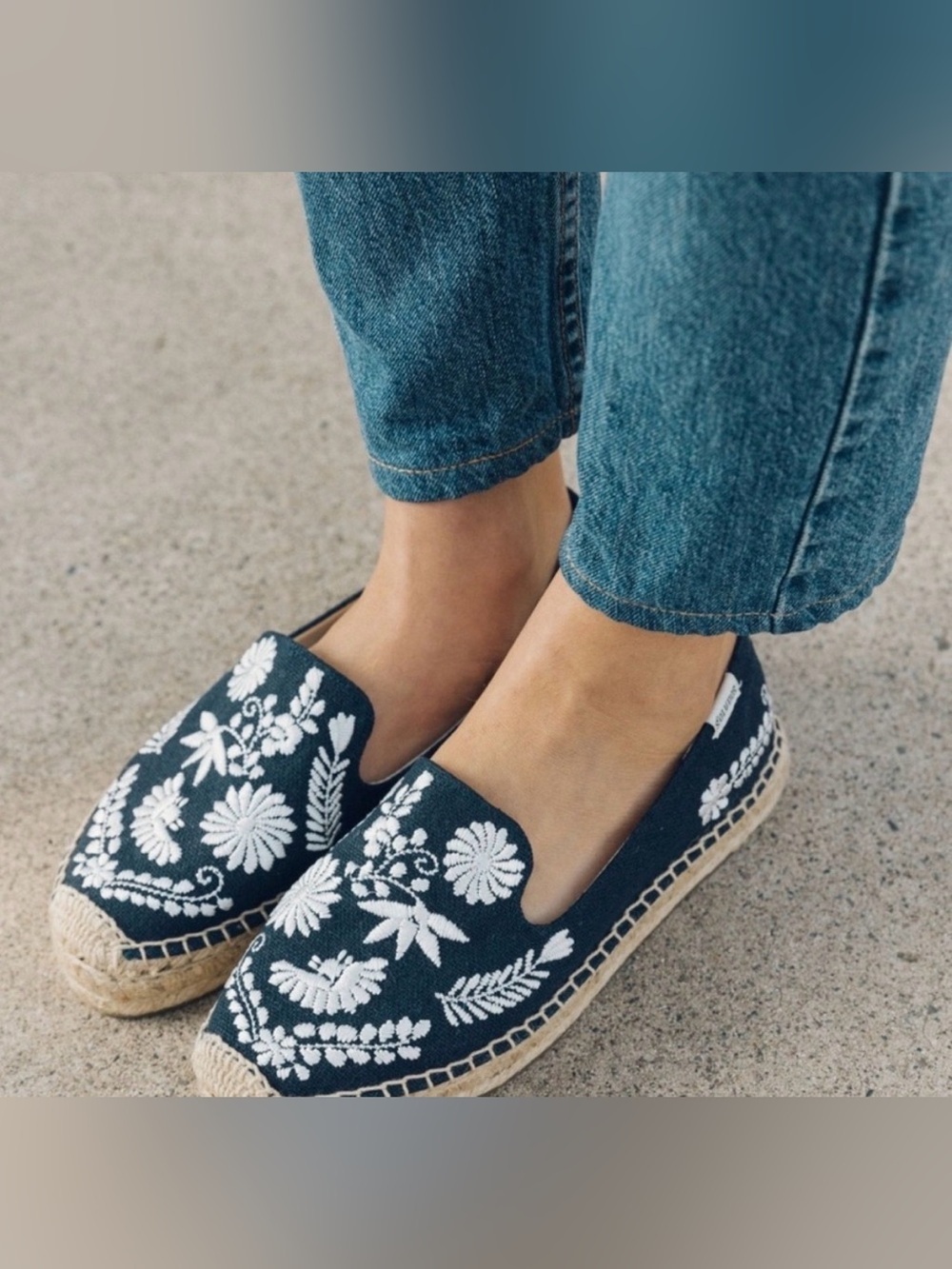 Soludos Navy Espadrille with Natural Jute Sole